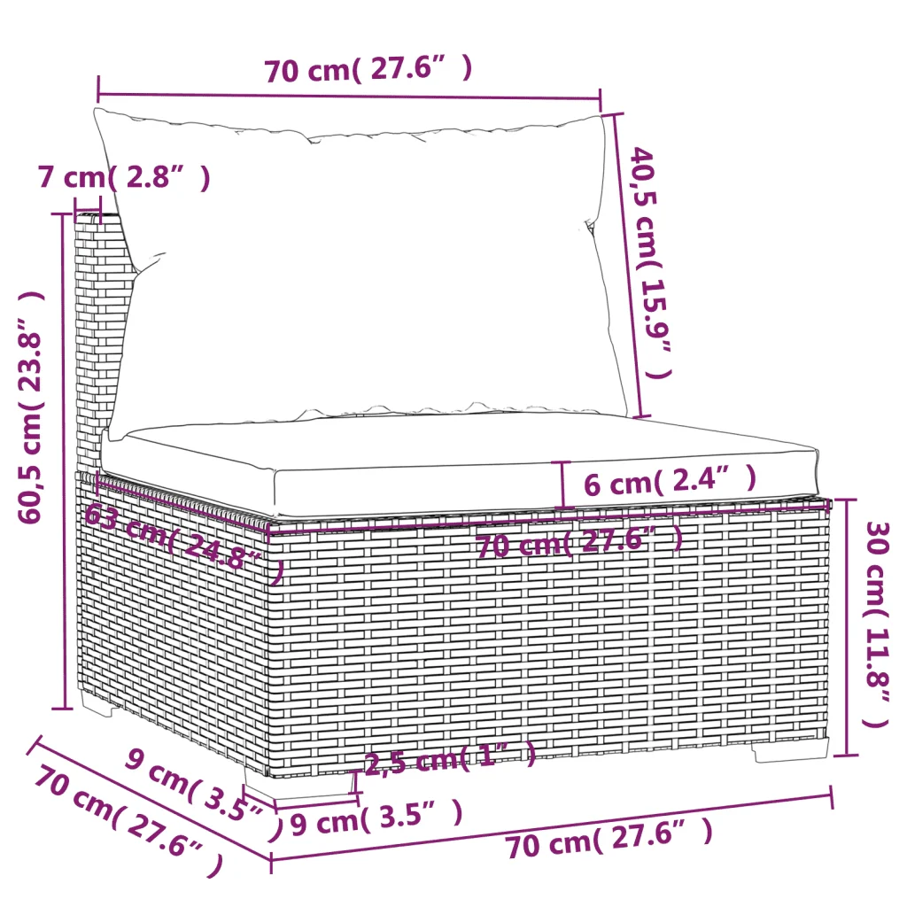 Set Divani da Giardino 9 pz con Cuscini in Polyrattan Nero 3102577 - Image 7
