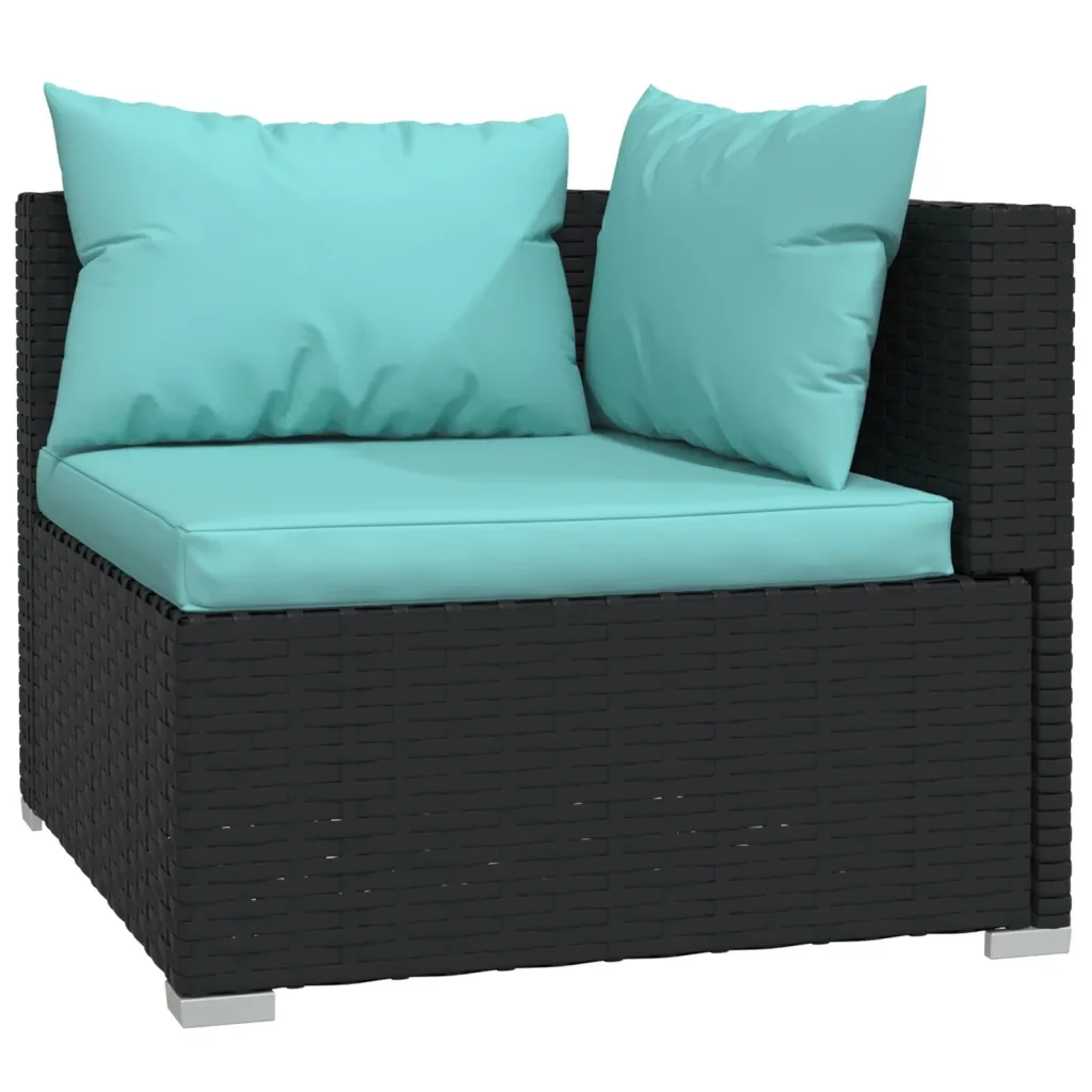 Set Divani da Giardino 9 pz con Cuscini in Polyrattan Nero 3102761 - Image 3