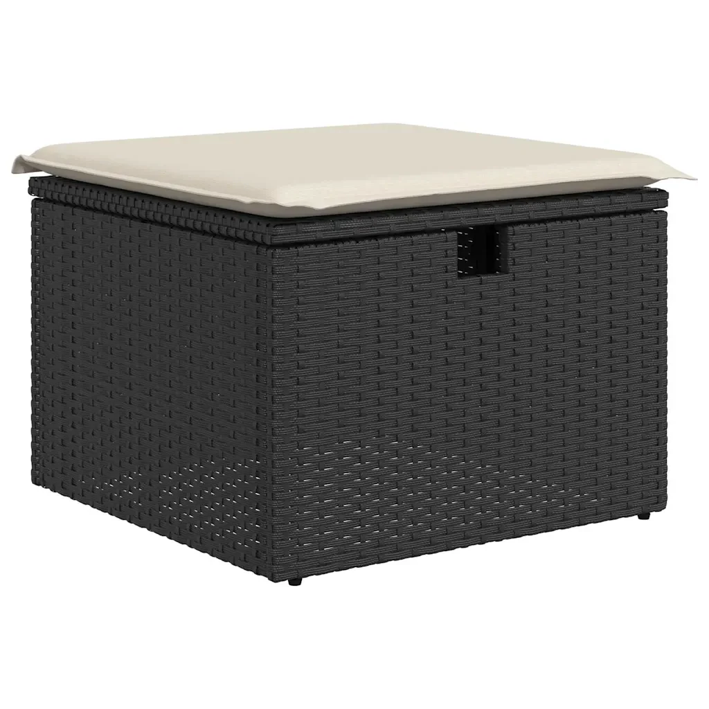 Set Divani da Giardino con Cuscini 7pz Nero Polyrattan - Image 6