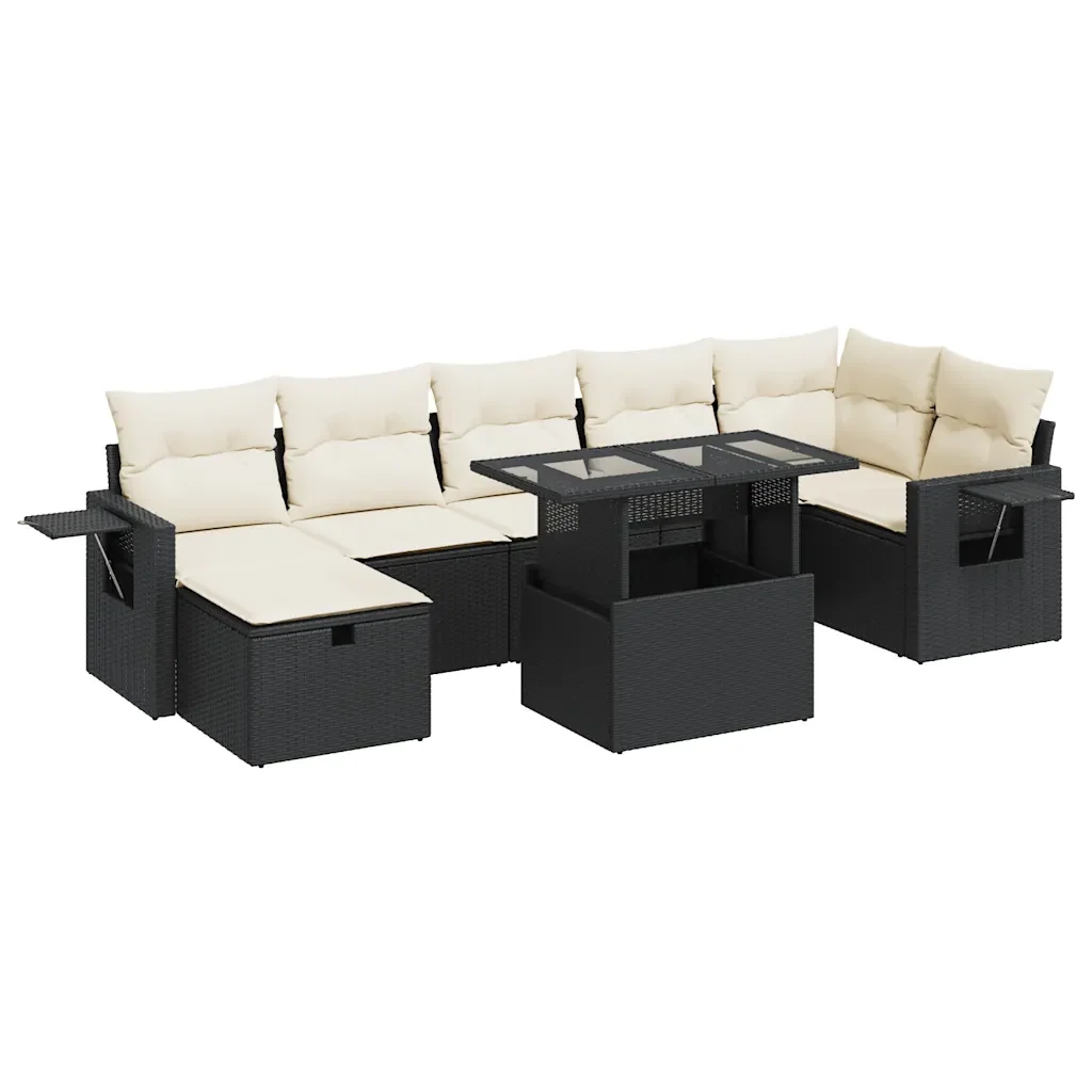 Set Divani da Giardino con Cuscini 8 pz Nero in Polyrattan - Image 2