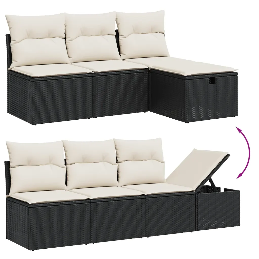 Set Divani da Giardino con Cuscini 8 pz Nero in Polyrattan 3276157 - Image 3