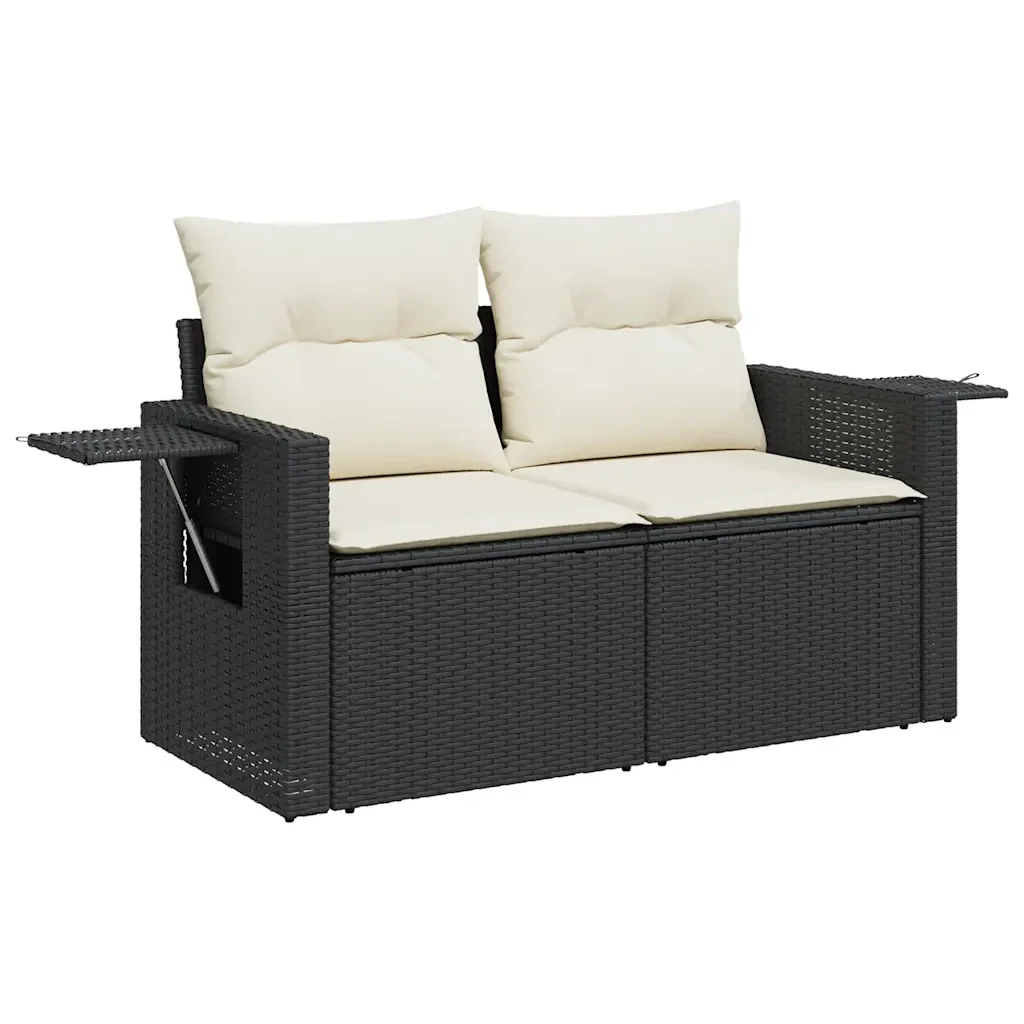 Set Divani da Giardino con Cuscini 8 pz Nero in Polyrattan 3325512 - Image 5