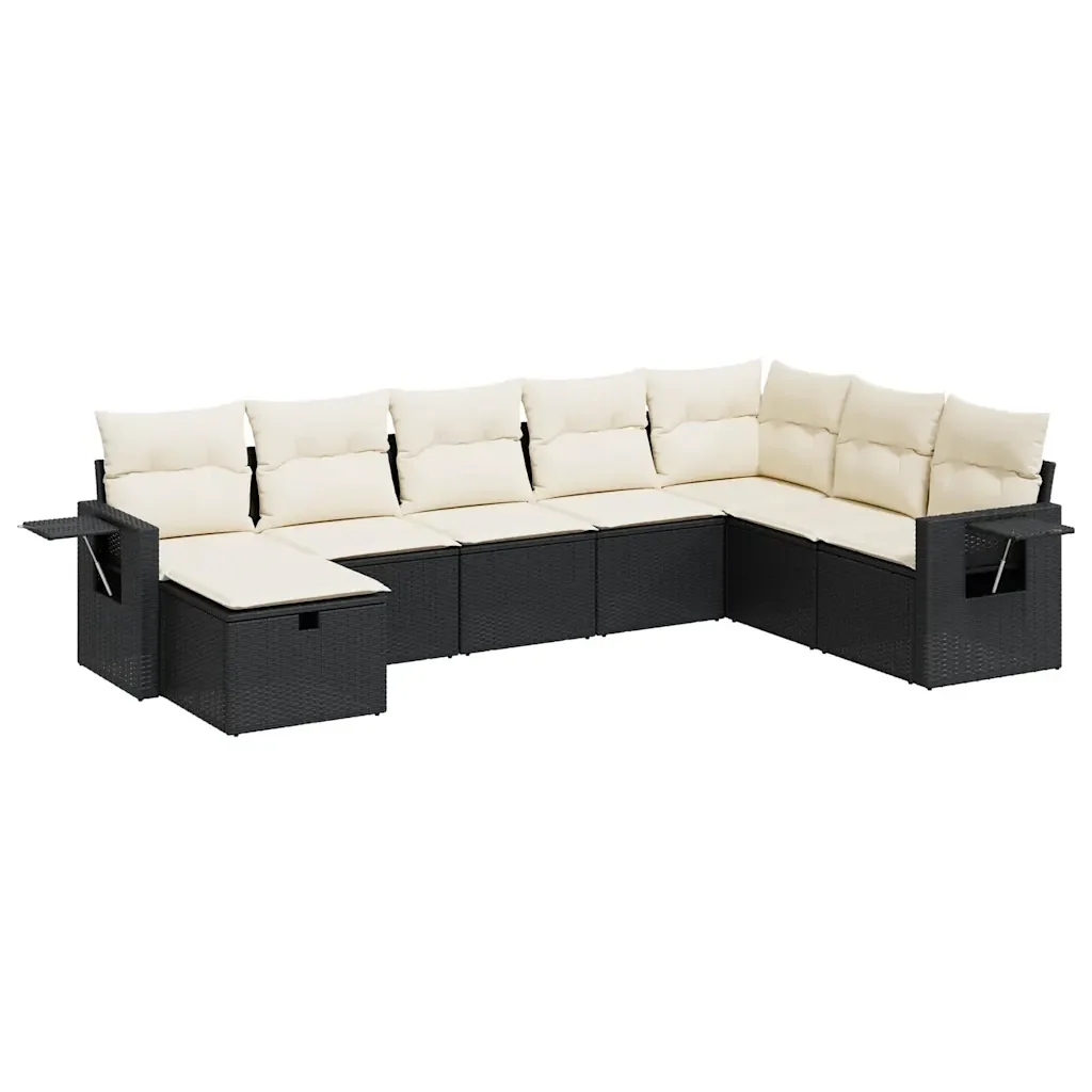 Set Divani da Giardino con Cuscini 8 pz Nero in Polyrattan - Image 2