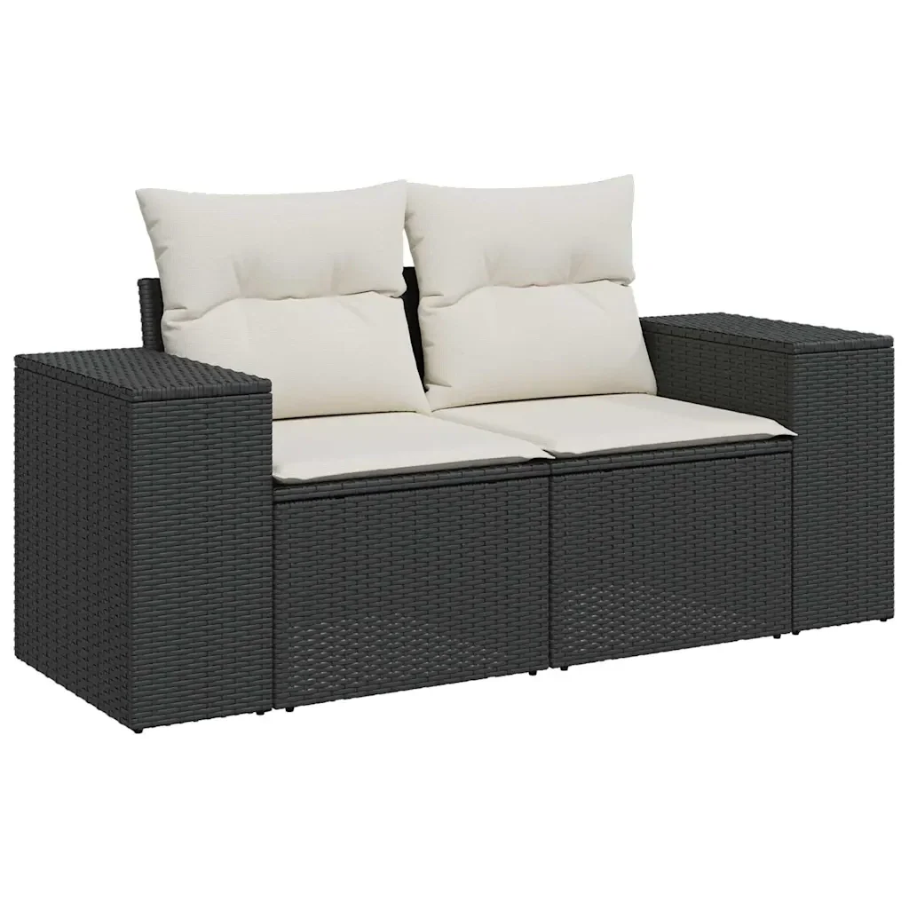 Set Divani da Giardino con Cuscini 8 pz Nero Polyrattan Acacia - Image 5