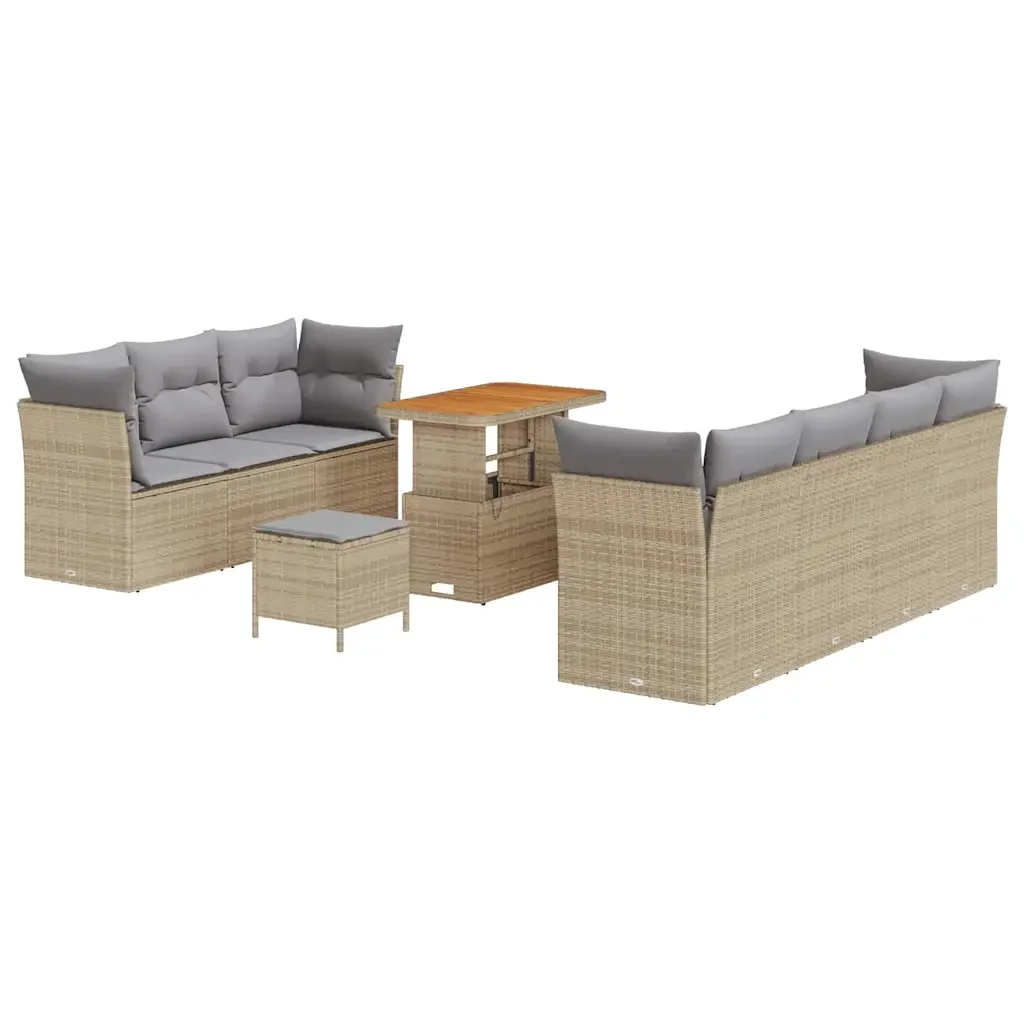 Set Divano da Giardino 10 pcs Beige polyrattan 3361452 - Image 2