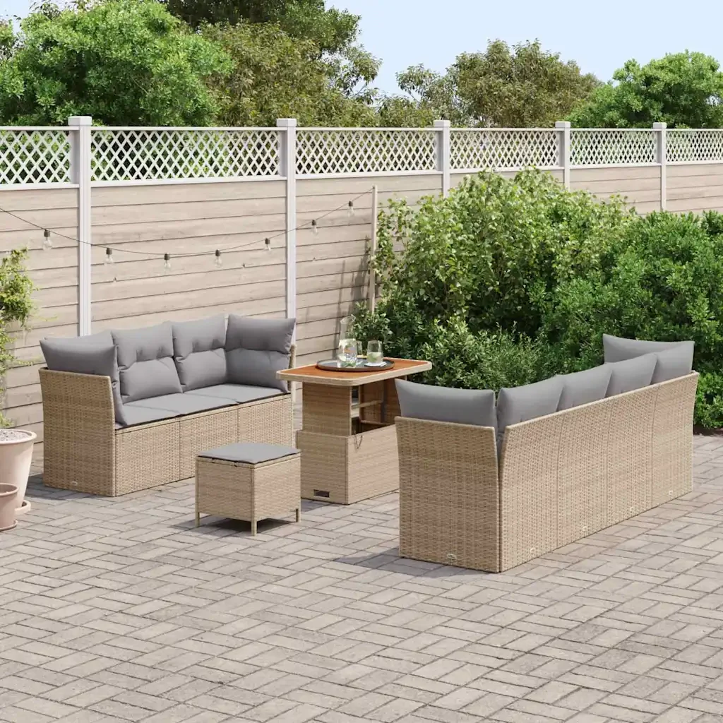 Set Divano da Giardino 10 pcs Beige polyrattan 3361452 - Image 3