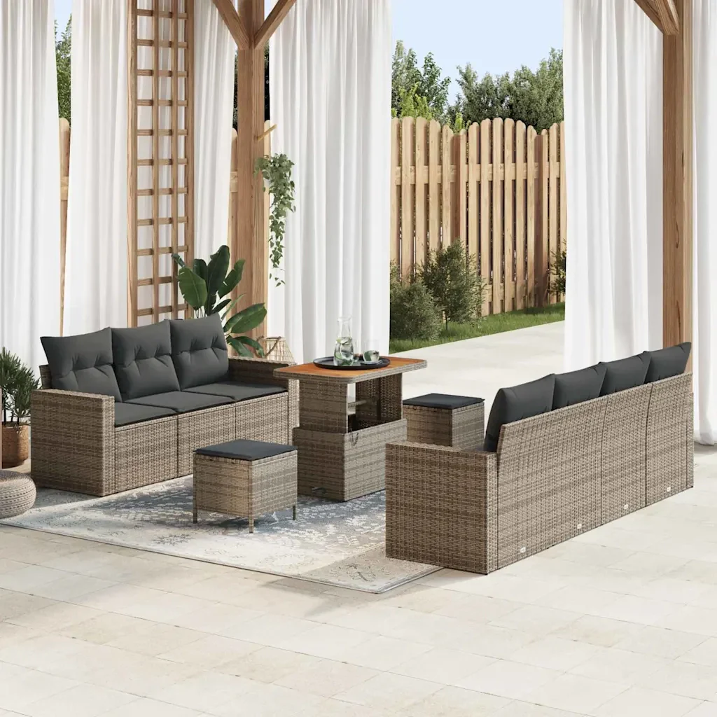 Set Divano da Giardino con cuscino 10 pcs Grigio 3363533