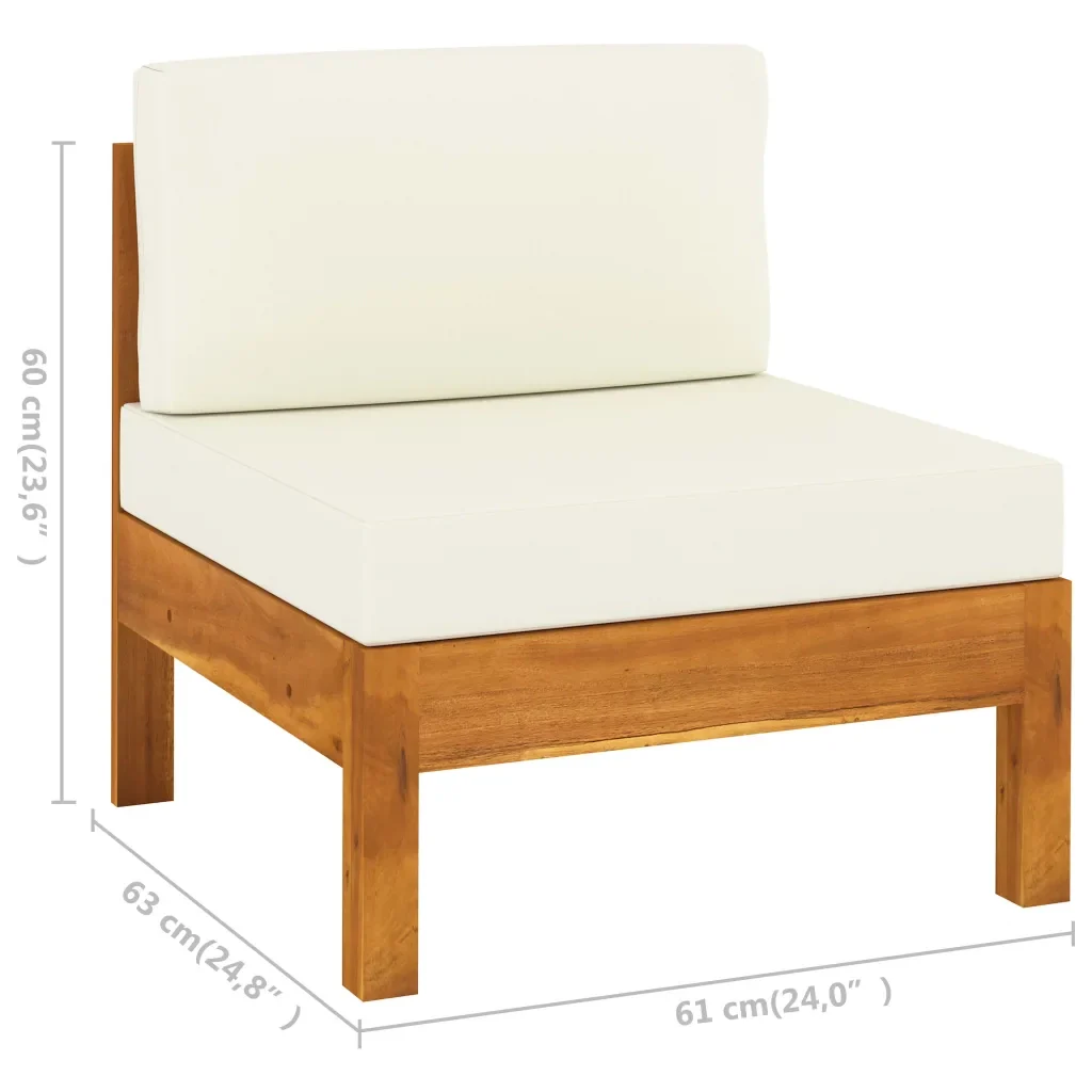 Set Divani Giardino 10 pz Cuscini Bianco Crema Legno d'Acacia cod mxl 41690 - Image 10