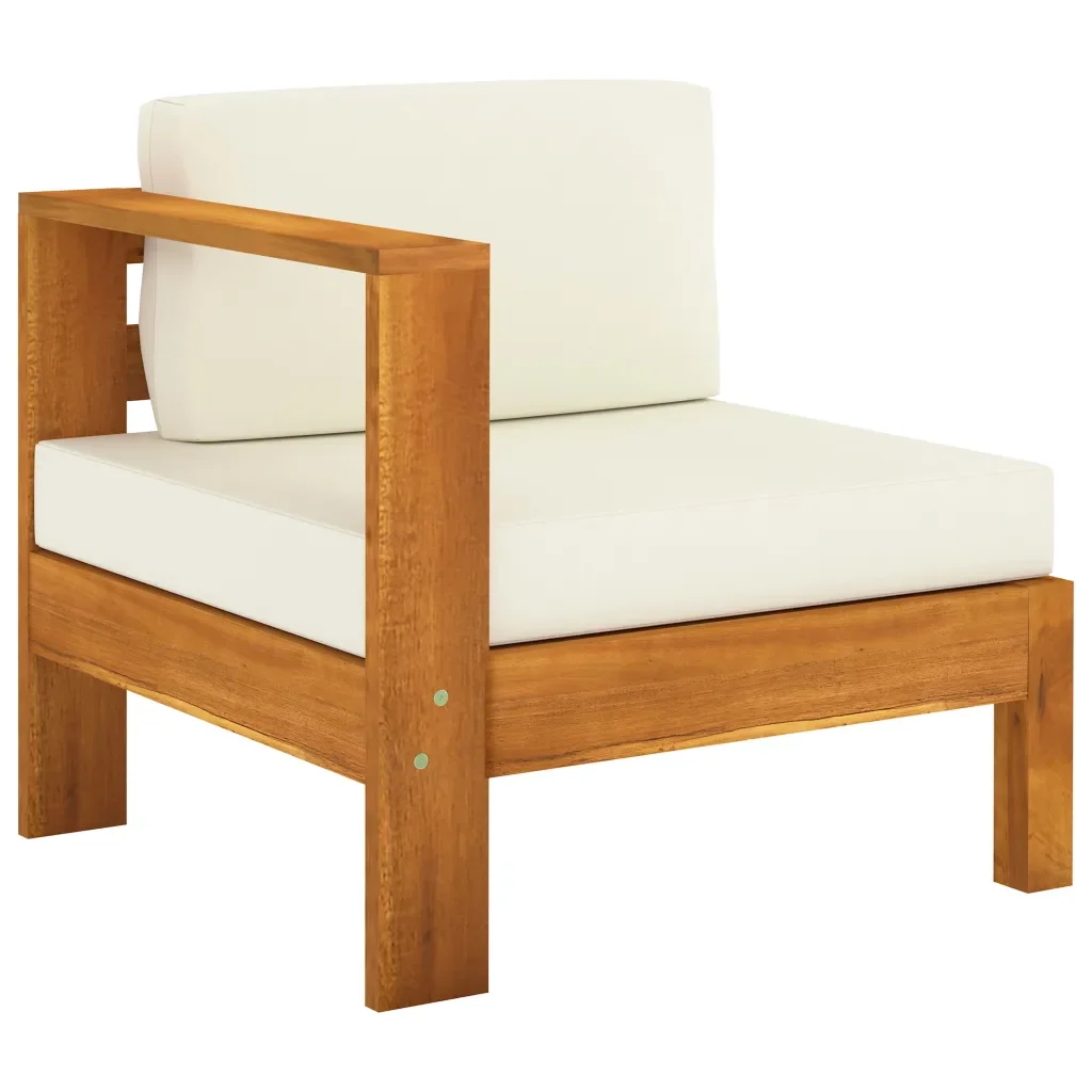 Set Divani Giardino 10 pz Cuscini Bianco Crema Legno d'Acacia cod mxl 41690 - Image 4