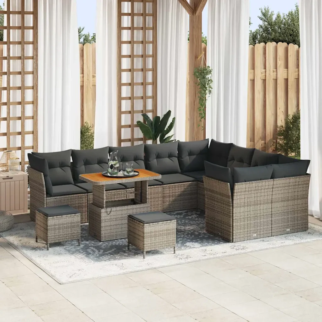 Set Divano da Giardino 12 pcs Grigio polyrattan 3361528
