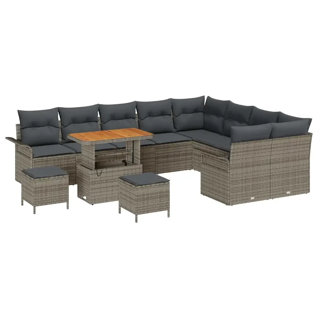 Set Divano da Giardino con cuscino 12 pcs Grigio polyrattan 3362178 - Image 2