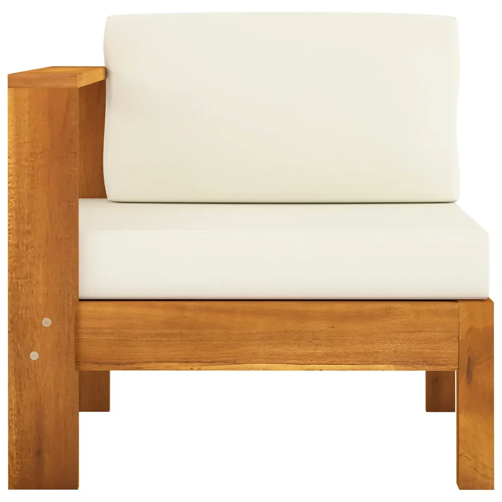 Set Divani Giardino 5 pz Cuscini Bianco Crema in Legno d'Acacia cod mxl 41687 - Image 6