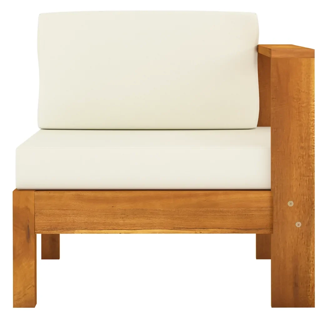 Set Divani Giardino 5 pz Cuscini Bianco Crema in Legno d'Acacia cod mxl 41687 - Image 7
