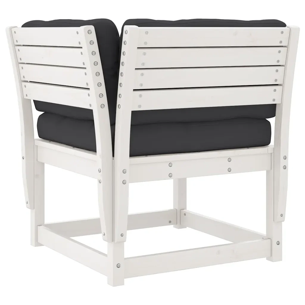 Set Divani Giardino 5pz con Cuscini Bianco Legno Massello Pino - Image 5