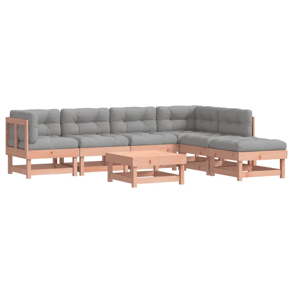 Set Divani Giardino 7 pz con Cuscini Legno Massello di Douglas 3185960 - Image 2