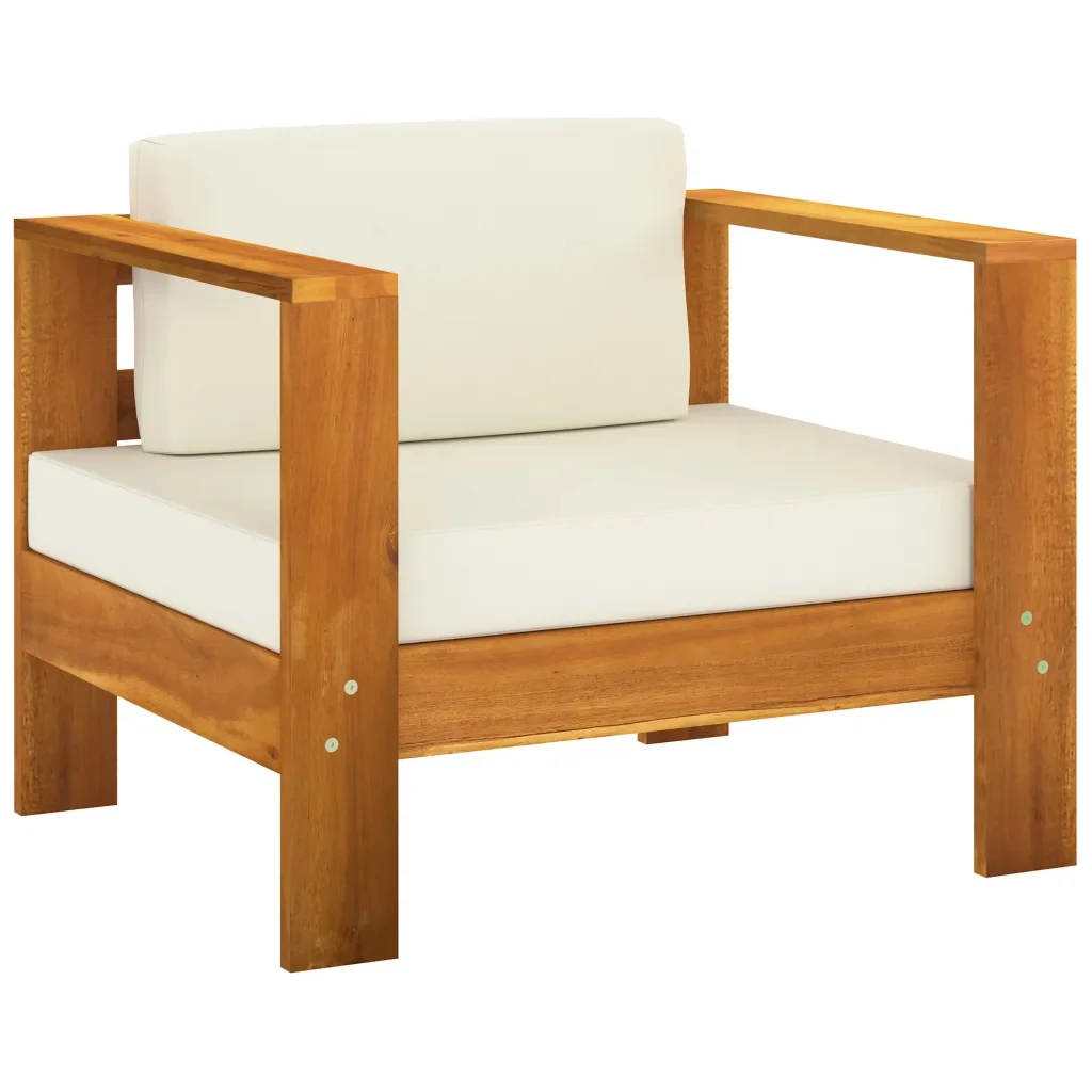 Set Divani Giardino 7 pz Cuscini Bianco Crema in Legno d'Acacia cod mxl 41689 - Image 3