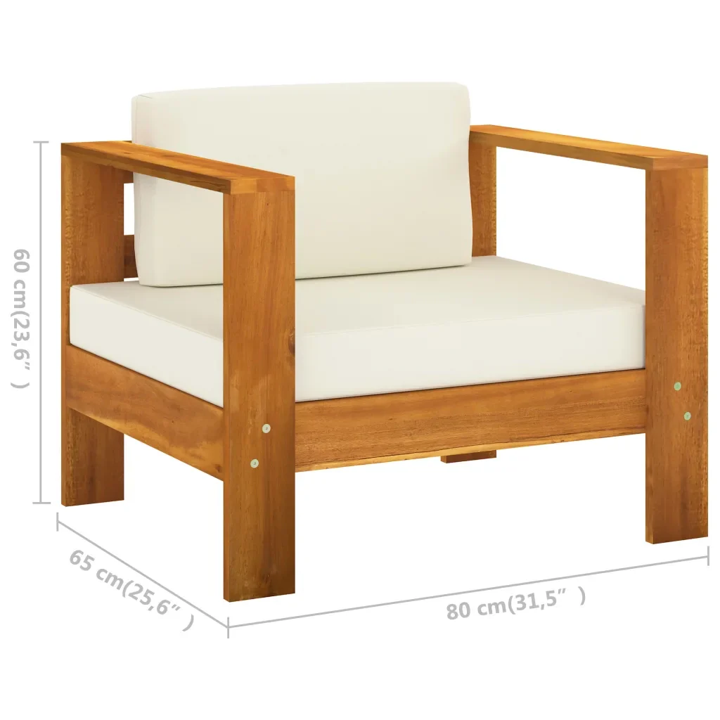 Set Divani Giardino 7 pz Cuscini Bianco Crema in Legno d'Acacia cod mxl 41689 - Image 7