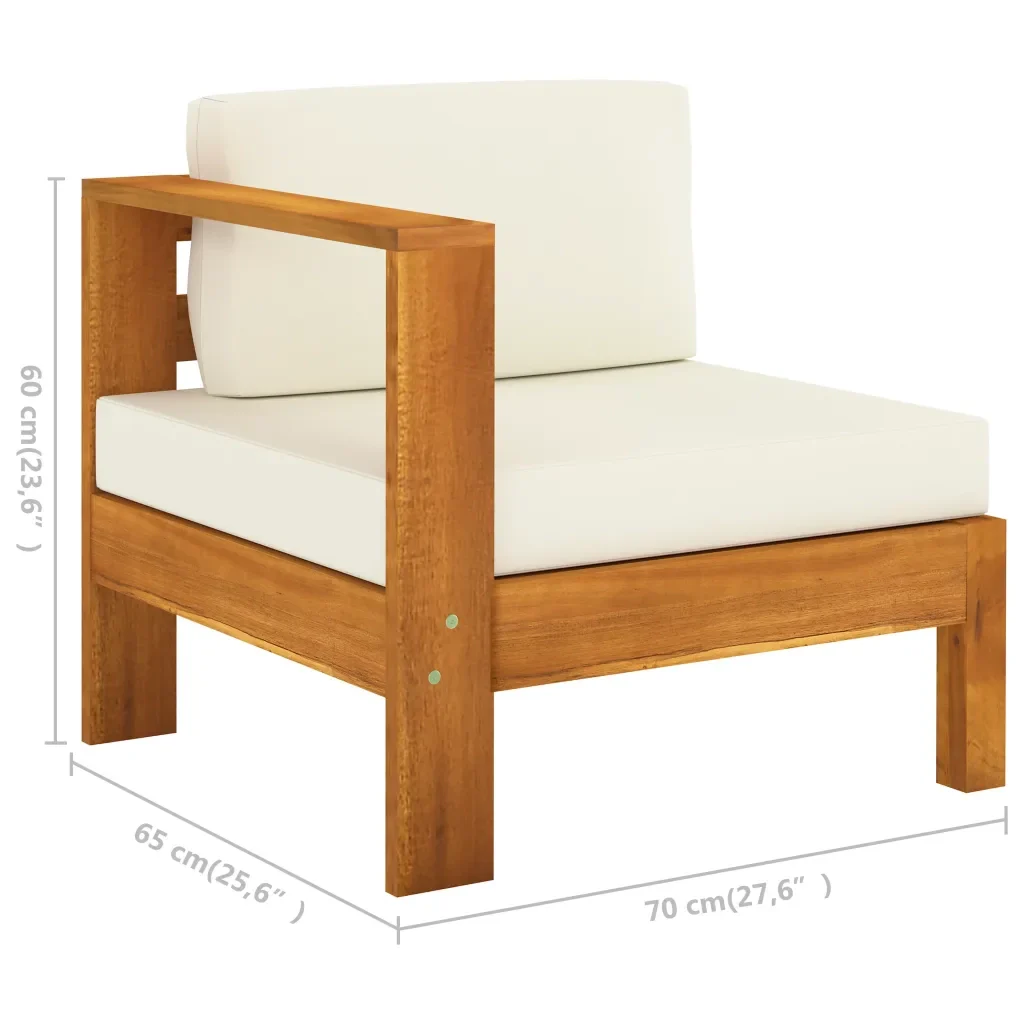 Set Divani Giardino 7 pz Cuscini Bianco Crema in Legno d'Acacia cod mxl 41689 - Image 8