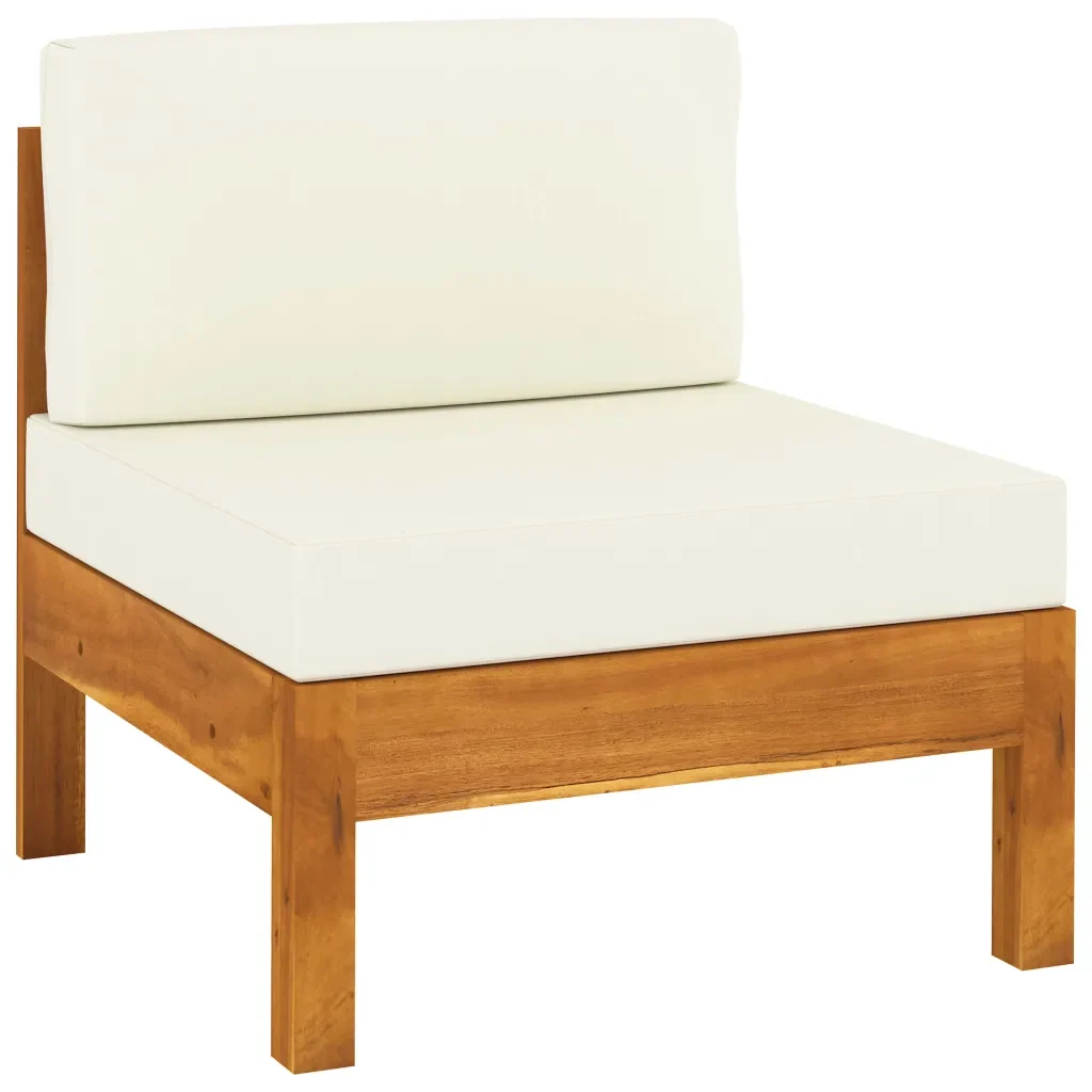 Set Divani Giardino 7 pz Cuscini Bianco Crema in Legno d'Acacia cod mxl 41693 - Image 5