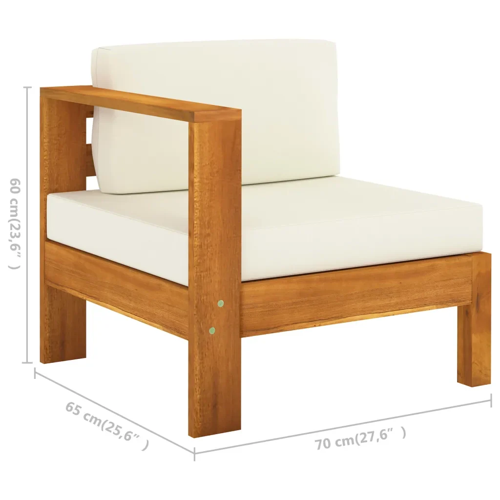 Set Divani Giardino 7 pz Cuscini Bianco Crema in Legno d'Acacia cod mxl 41693 - Image 8