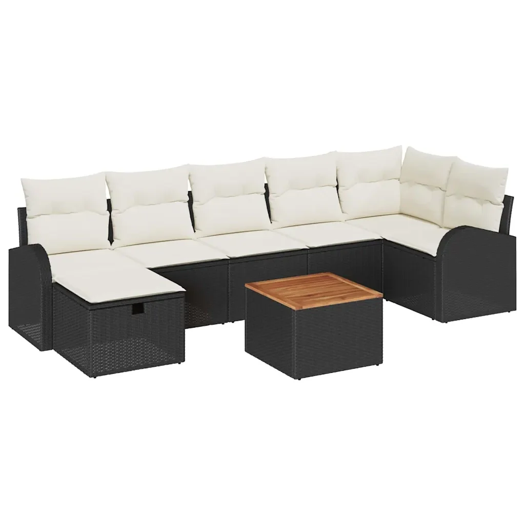 Set Divano da Giardino con cuscino 8 pcs Nero polyrattan 3359516 - Image 2