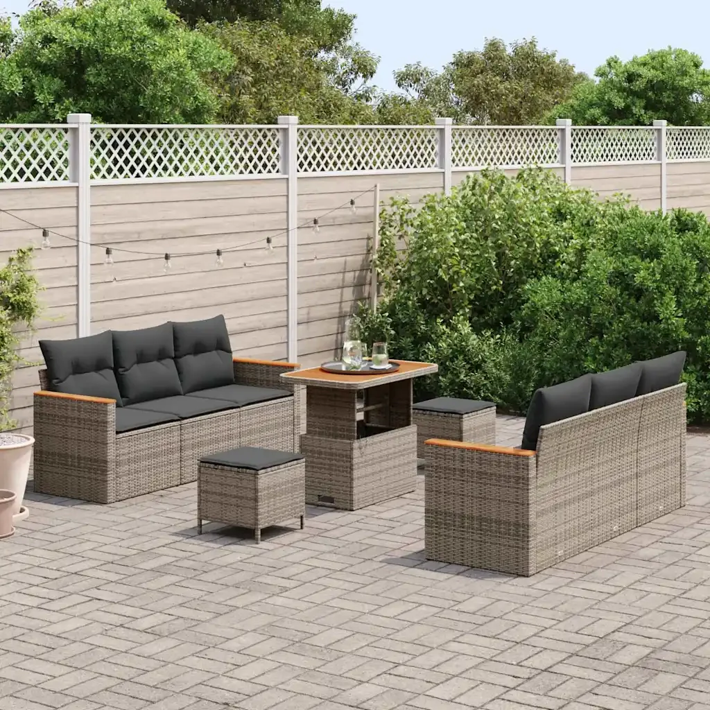 Set Divano da Giardino con cuscino 11 pcs Grigio polyrattan 3364953 - Image 3