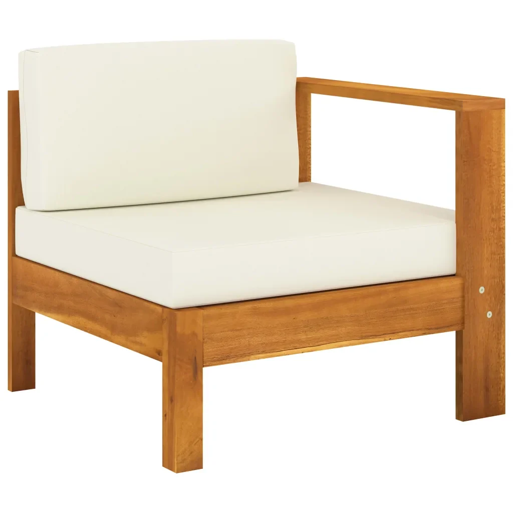 Set Divani Giardino 9 pz Cuscini Bianco Crema in Legno d'Acacia cod mxl 37850 - Image 5