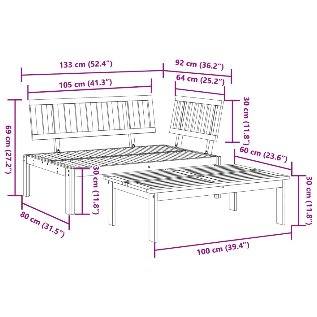 Set Divani Pallet da Giardino 2pz in Legno Massello di Acacia 365853 - Image 9