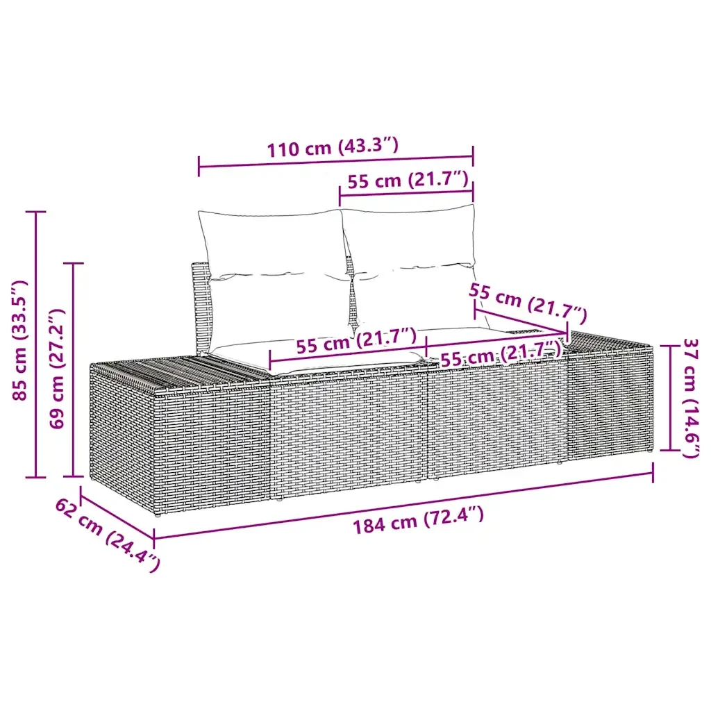 Set Divano da Giardino con cuscino 10 pcs Grigio polyrattan 3362753 - Image 10