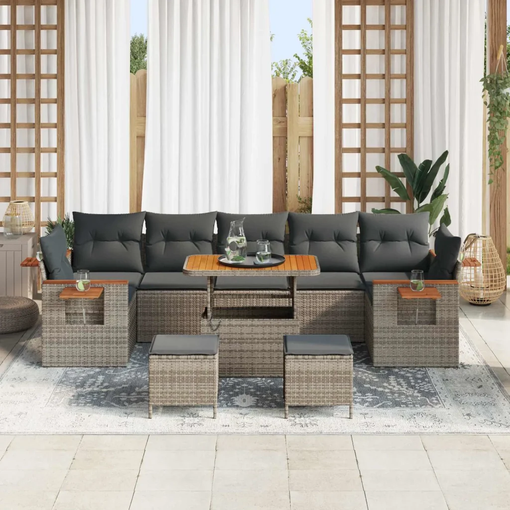Set Divano da Giardino 10 pcs Grigio polyrattan 3363033 - Image 3
