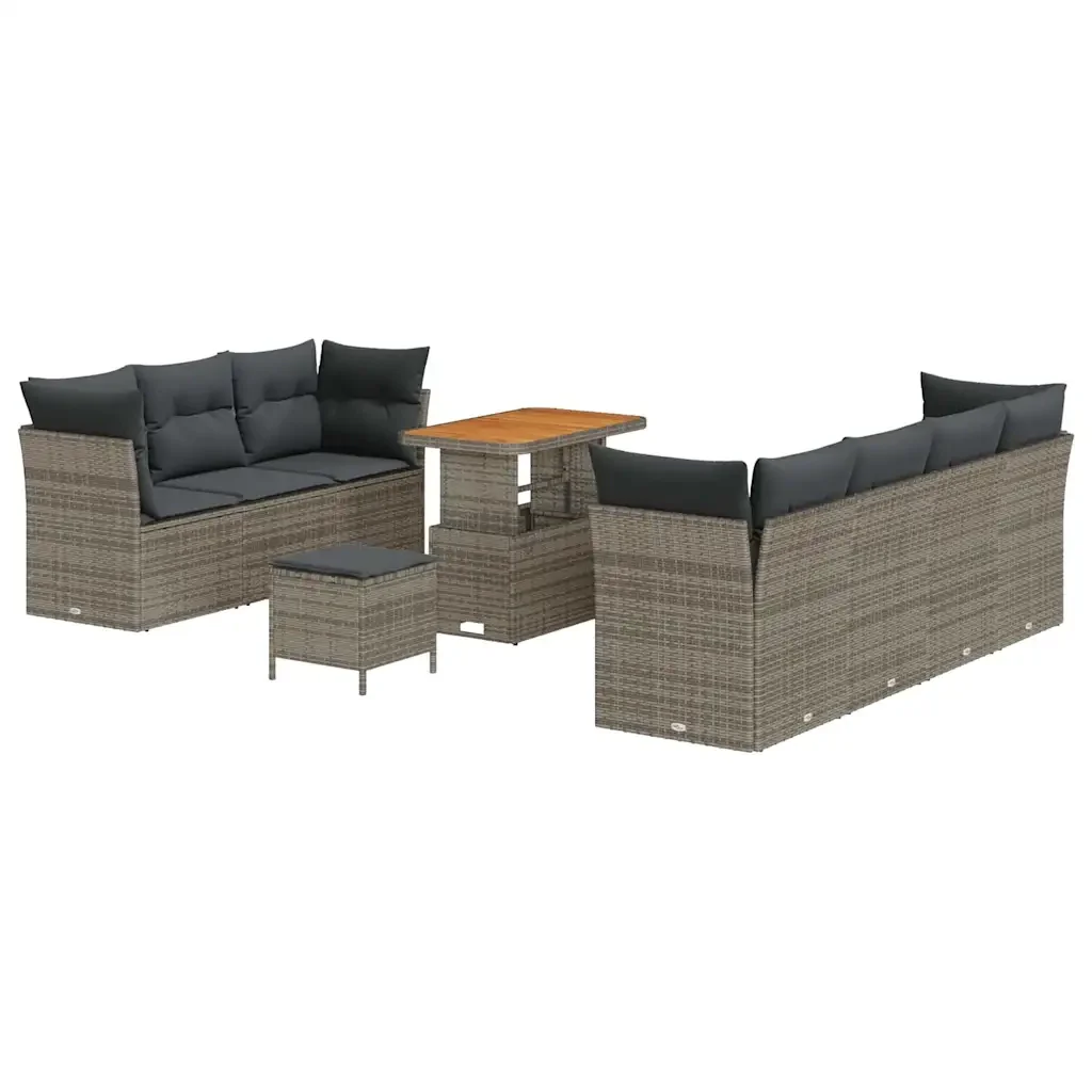 Set Divano da Giardino 10 pcs Grigio polyrattan 3361453 - Image 2