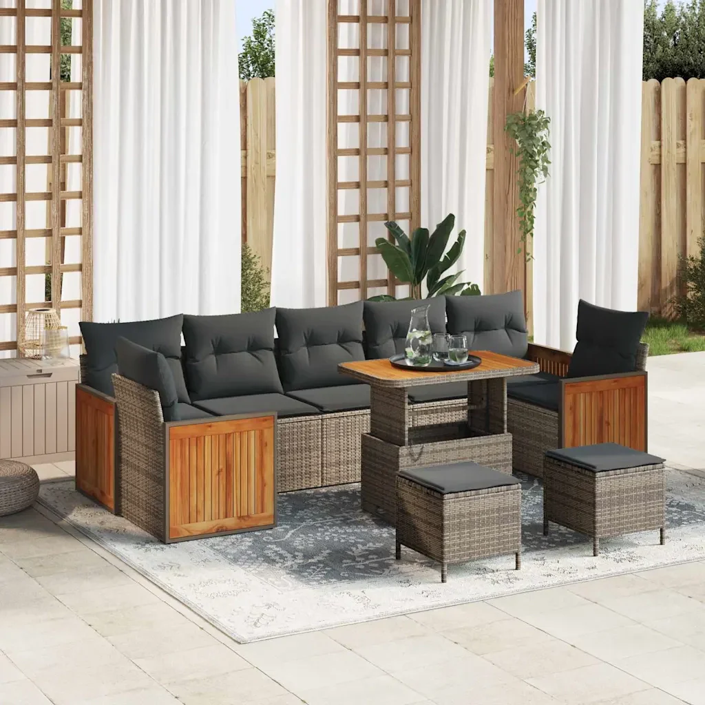 Set Divano da Giardino con cuscino 13 pcs Grigio polyrattan 3365243