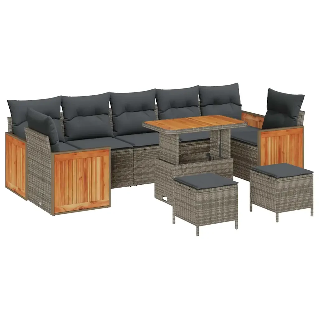 Set Divano da Giardino con cuscino 13 pcs Grigio polyrattan 3365243 - Image 2