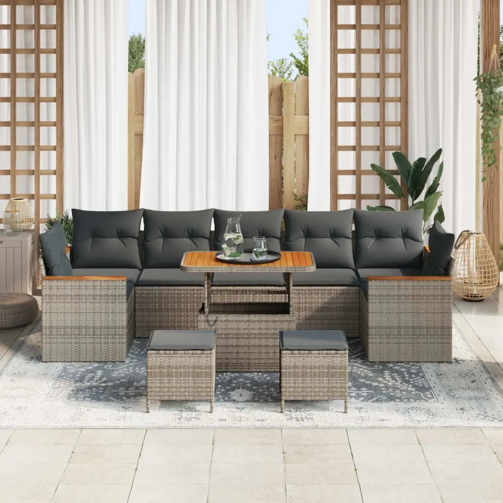 Set Divano da Giardino 10 pcs Grigio polyrattan 3362903 - Image 3
