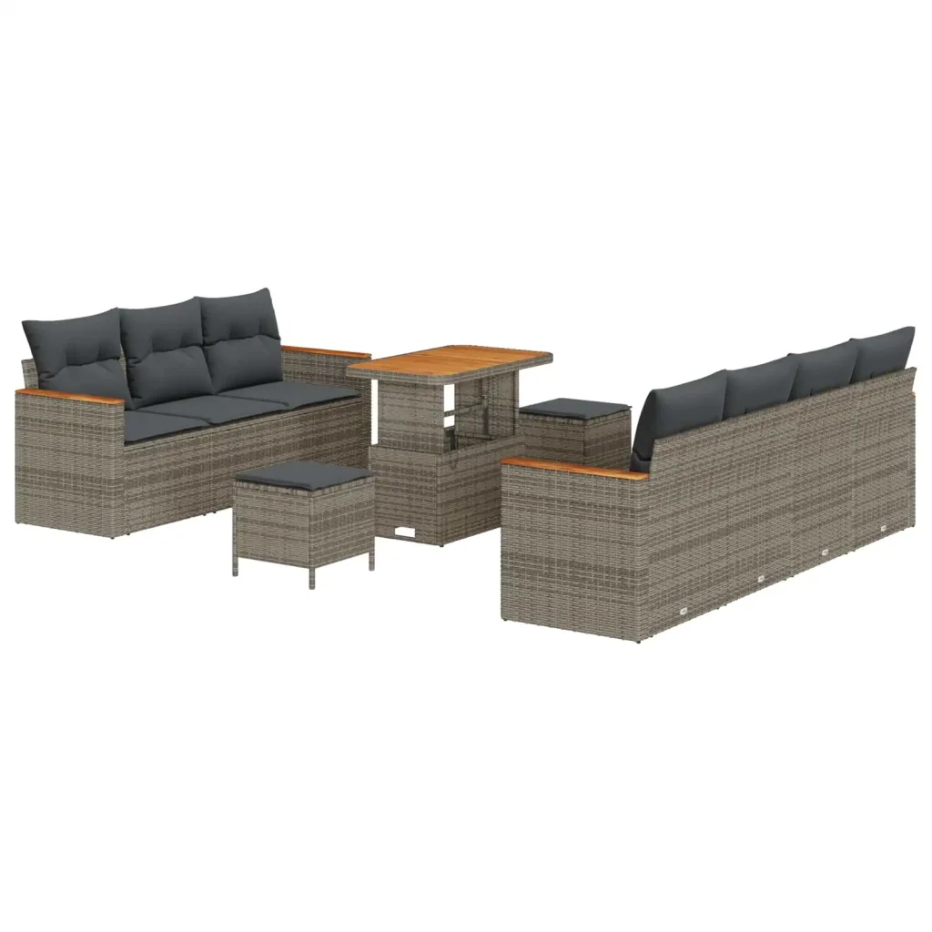 Set Divano da Giardino 10 pcs Grigio polyrattan 3362883 - Image 2