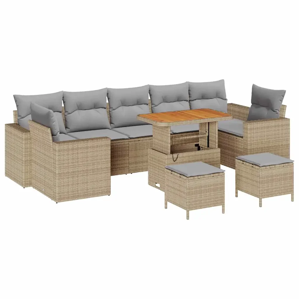 Set Divano da Giardino 10 pcs Beige polyrattan 3361602 - Image 2