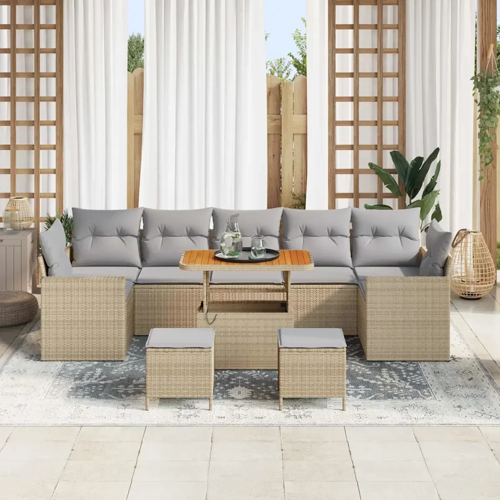 Set Divano da Giardino 10 pcs Beige polyrattan 3361602 - Image 3