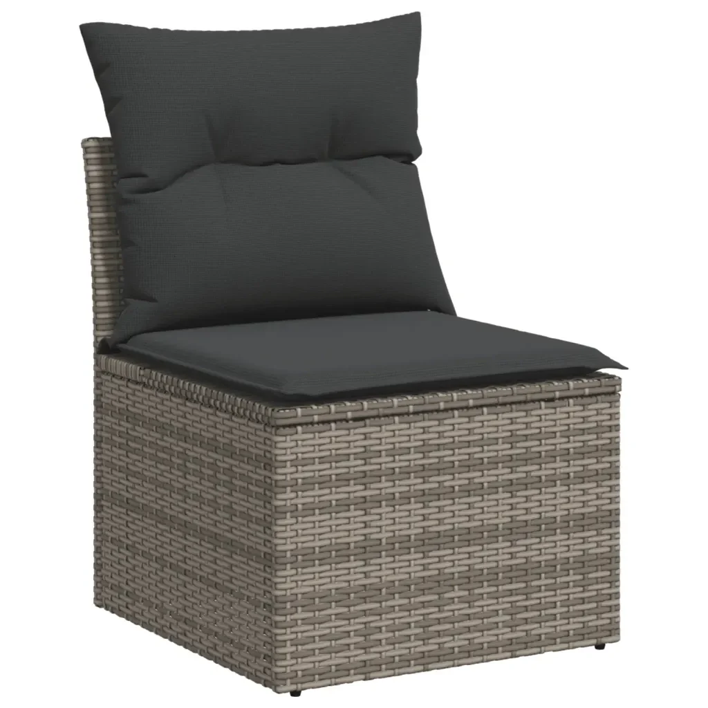 Set Divano da Giardino 10 pz con Cuscini Grigio in Polyrattan 3224632 - Image 3