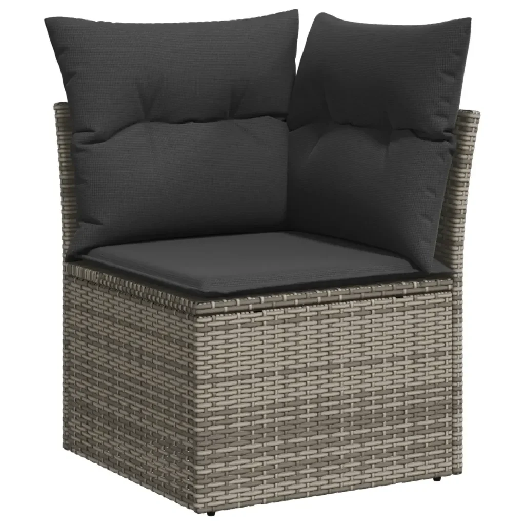 Set Divano da Giardino 10 pz con Cuscini Grigio in Polyrattan 3224849 - Image 5