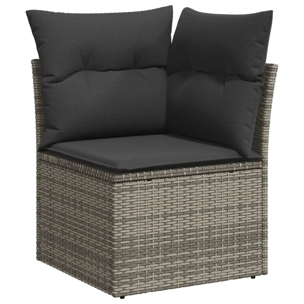 Set Divano da Giardino 10 pz con Cuscini Grigio in Polyrattan 3226067 - Image 4