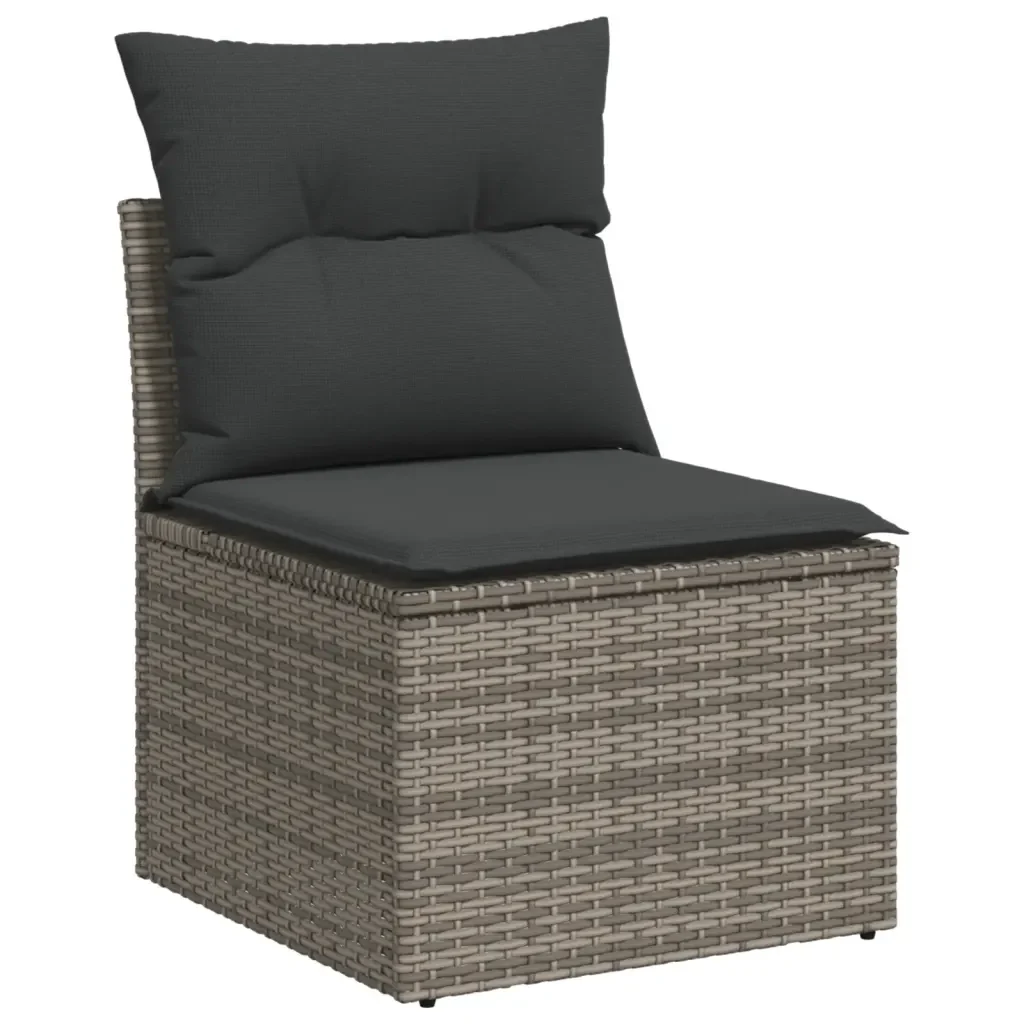 Set Divano da Giardino 10 pz con Cuscini Grigio in Polyrattan 3227747 - Image 5