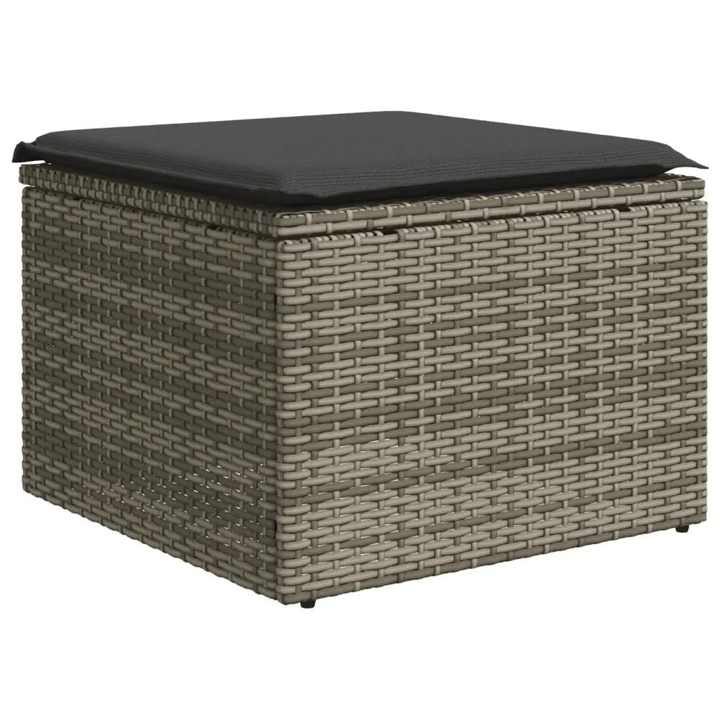 Set Divano da Giardino 10 pz con Cuscini Grigio in Polyrattan 3228230 - Image 6