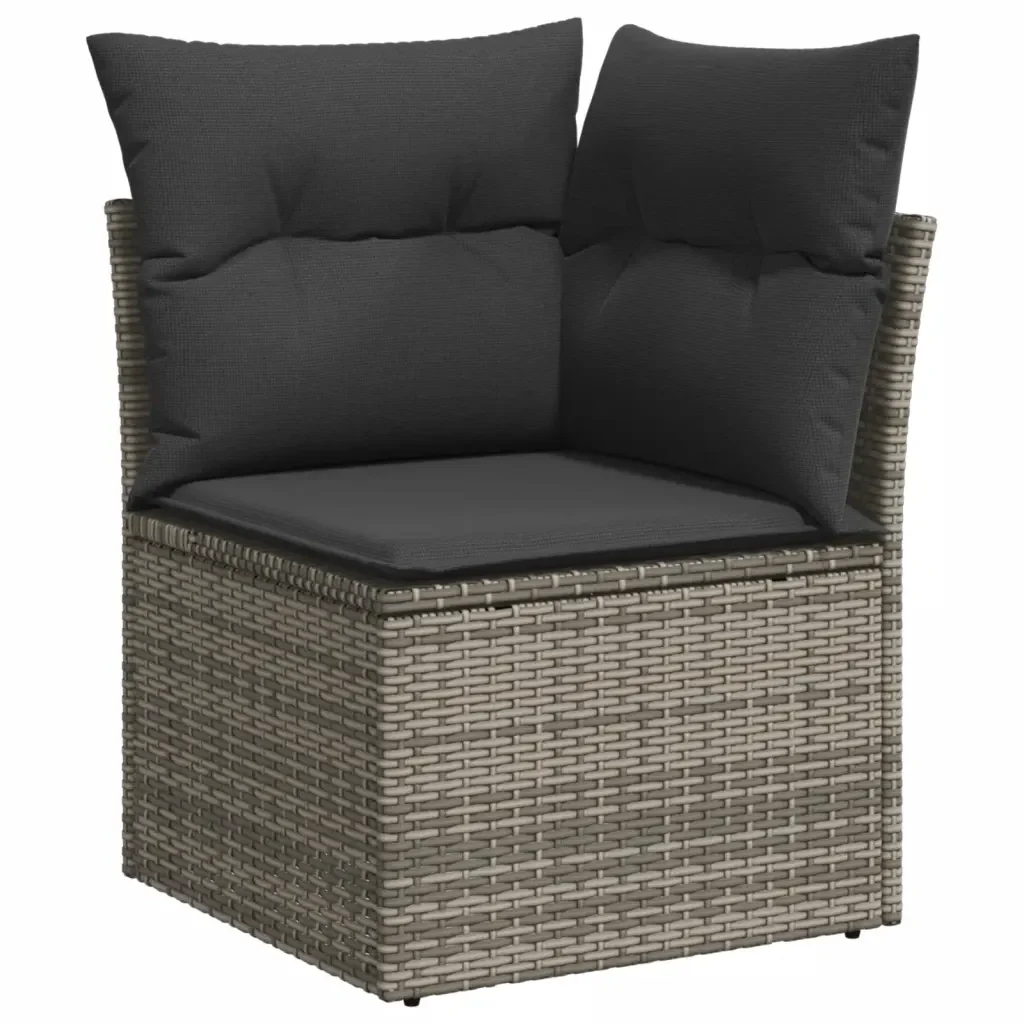 Set Divano da Giardino 10 pz con Cuscini Grigio in Polyrattan 3228900 - Image 4