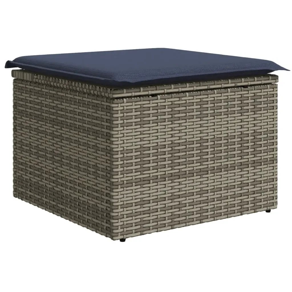 Set Divano da Giardino 10 pz con Cuscini Grigio in Polyrattan 3228900 - Image 6
