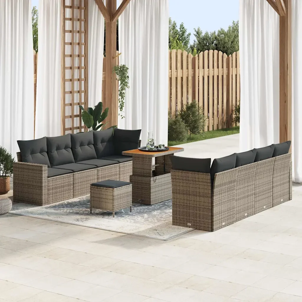 Set Divano da Giardino 11 pcs Grigio polyrattan 3361593