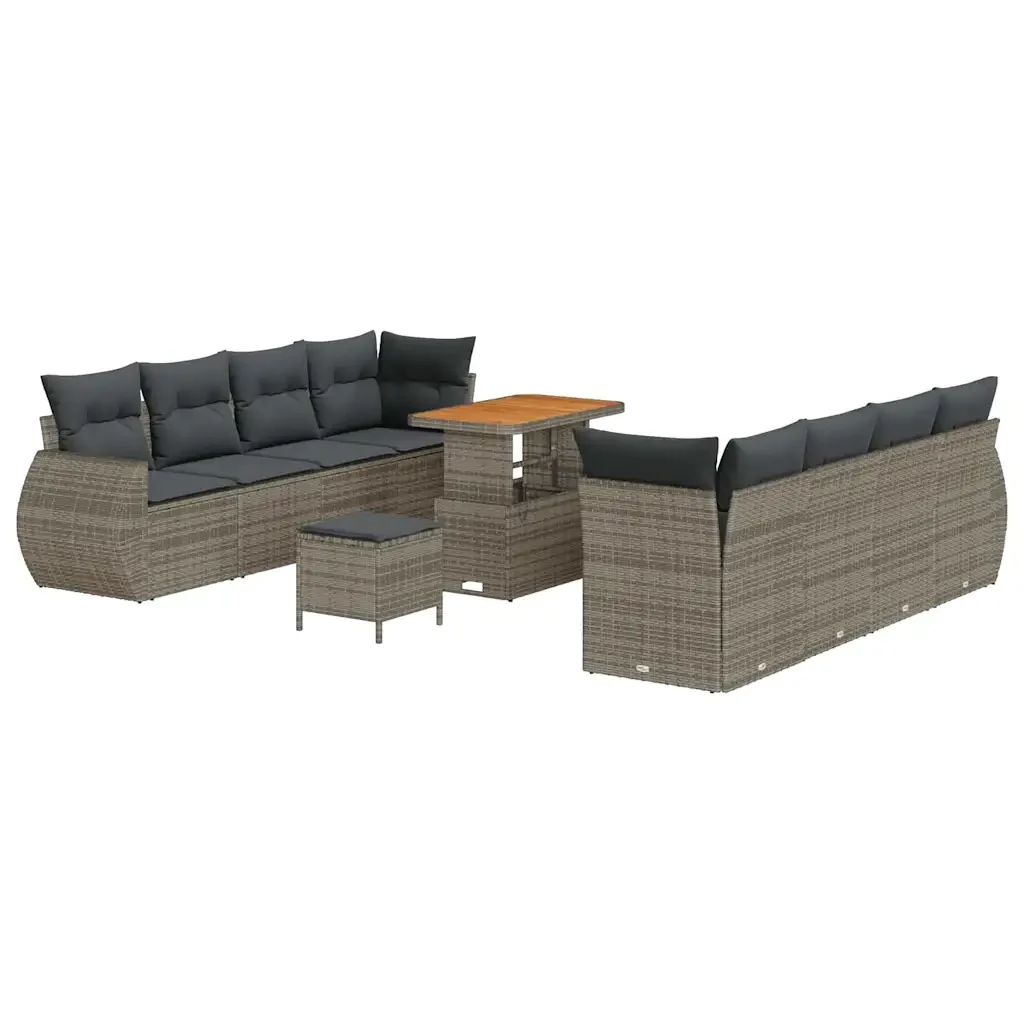 Set Divano da Giardino con cuscino 11 pcs Grigio polyrattan 3361853 - Image 2