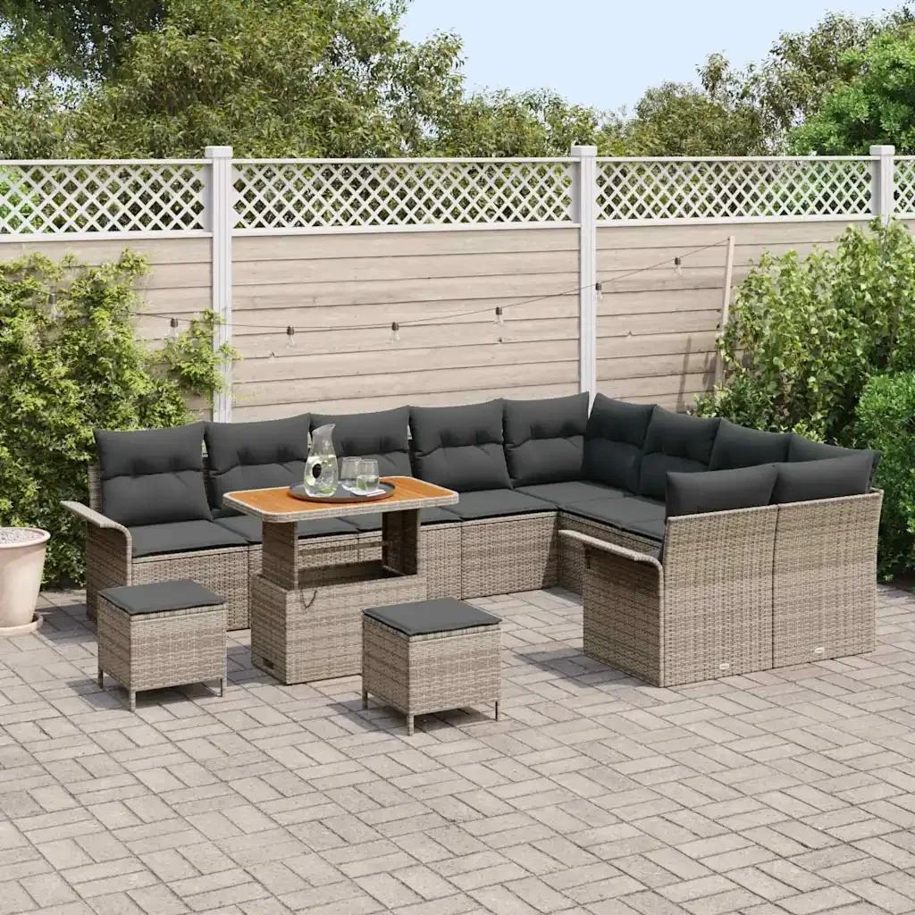 Set Divano da Giardino con cuscino con cuscino 12 pcs Grigio 3364128 - Image 3