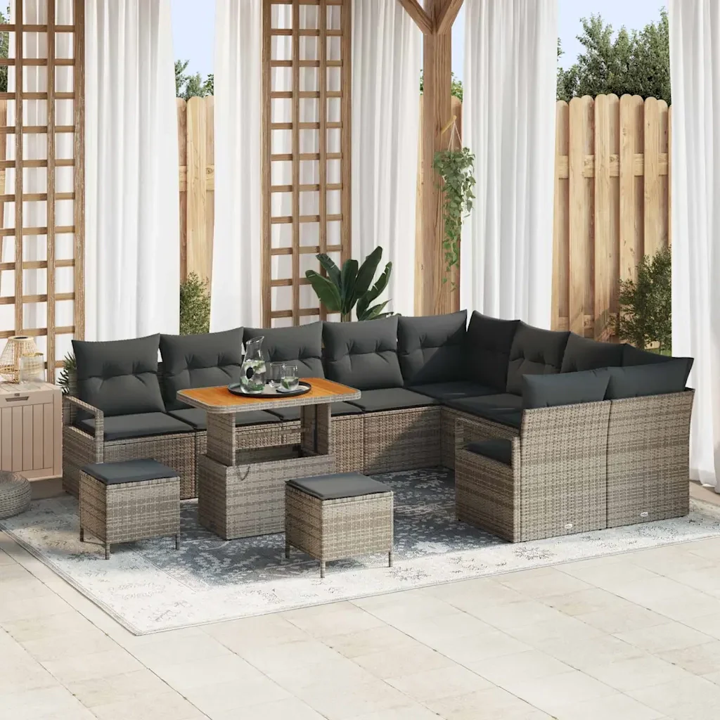Set Divano da Giardino con cuscino 12 pcs Grigio 3364518