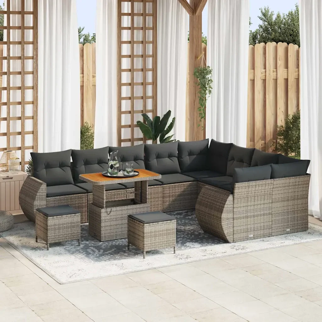 Set Divano da Giardino con cuscino 12 pcs Grigio 3363868