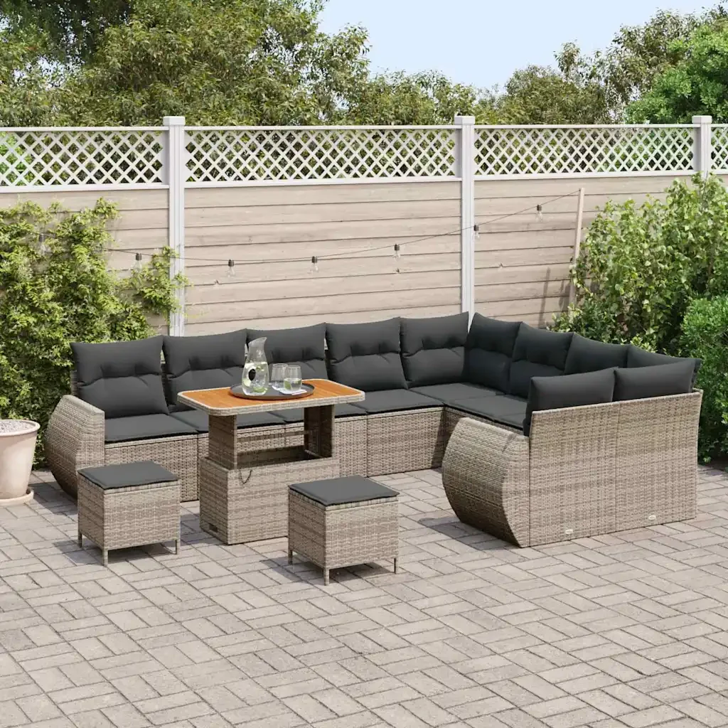 Set Divano da Giardino con cuscino 12 pcs Grigio 3363868 - Image 3